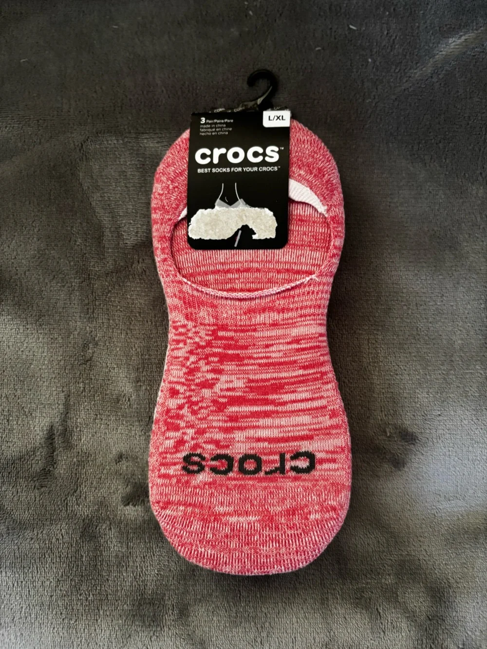 CROCS 3 pack Low-Cut No-Show Athletic Socks in Coral Pink Heather